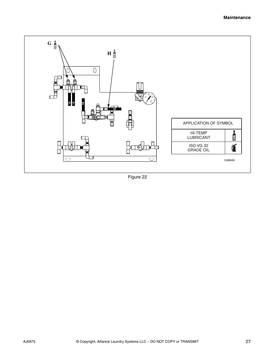 Maintenance 27, Figure 22 | Cissell CAB438C User Manual | Page 29 / 32
