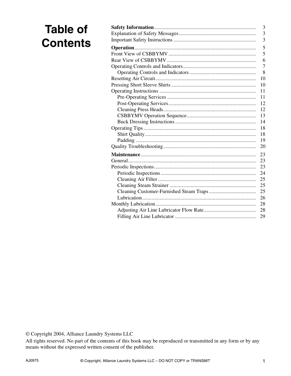 Cissell CAB438C User Manual | Page 3 / 32