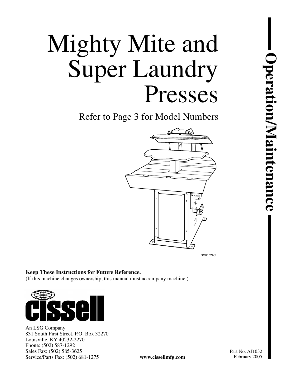 Cissell AJ1032 User Manual | 22 pages