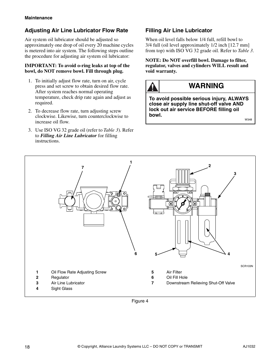 Warning | Cissell AJ1032 User Manual | Page 20 / 22