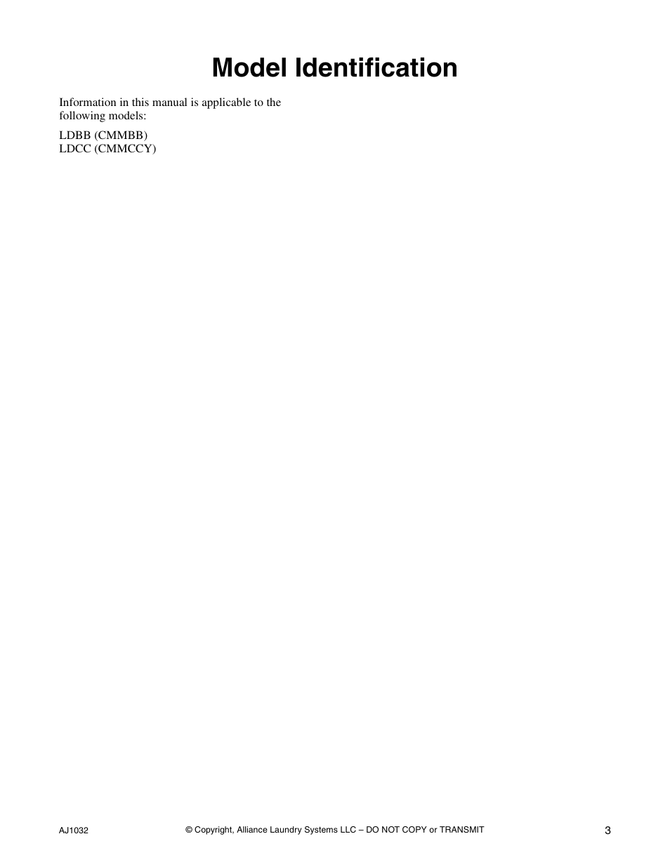 Model identification | Cissell AJ1032 User Manual | Page 5 / 22