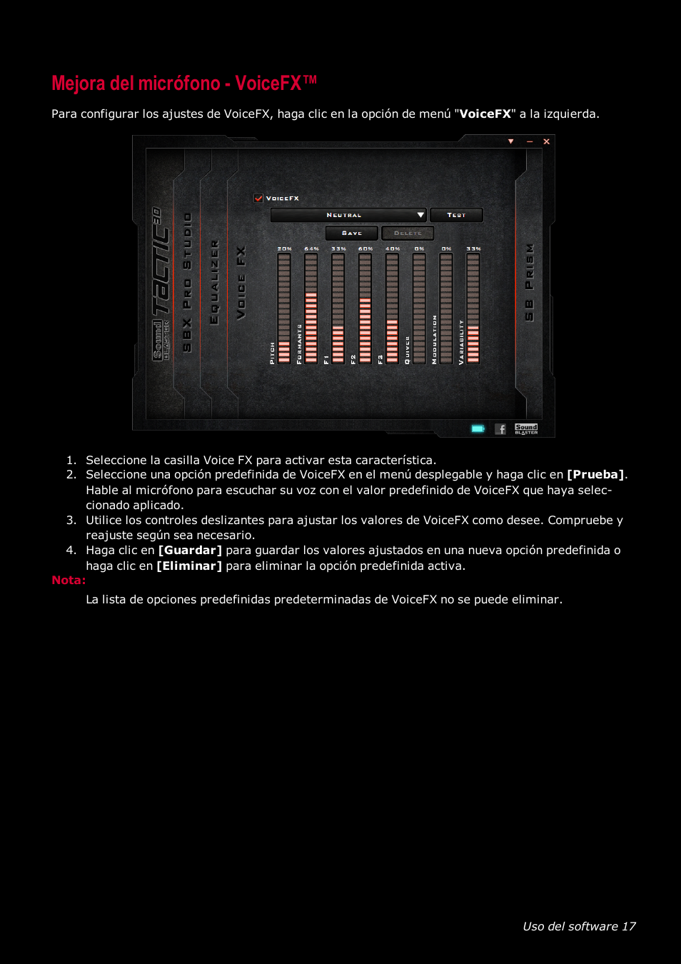 Mejora del micrófono - voicefx | Creative Labs Tactic 3D Rage GH0220A User Manual | Page 18 / 32