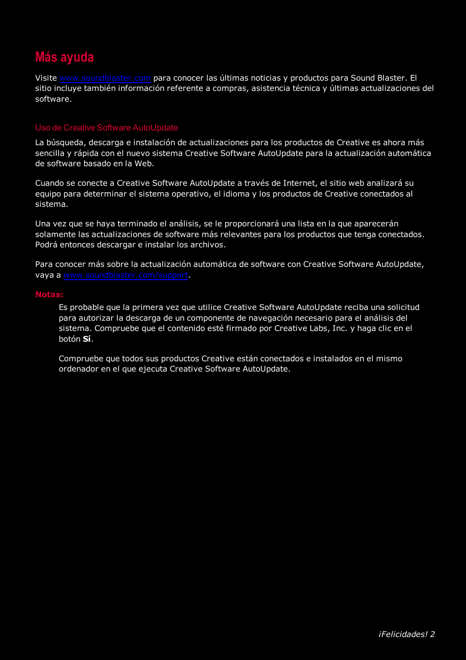 Más ayuda, Uso de creative software autoupdate | Creative Labs Tactic 3D Rage GH0220A User Manual | Page 3 / 32