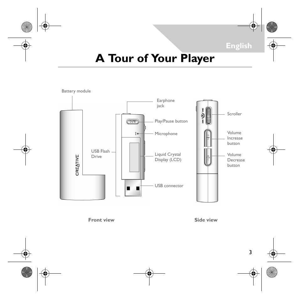 A tour of your player, English | Creative Labs MuVo V200 User Manual | Page 5 / 71