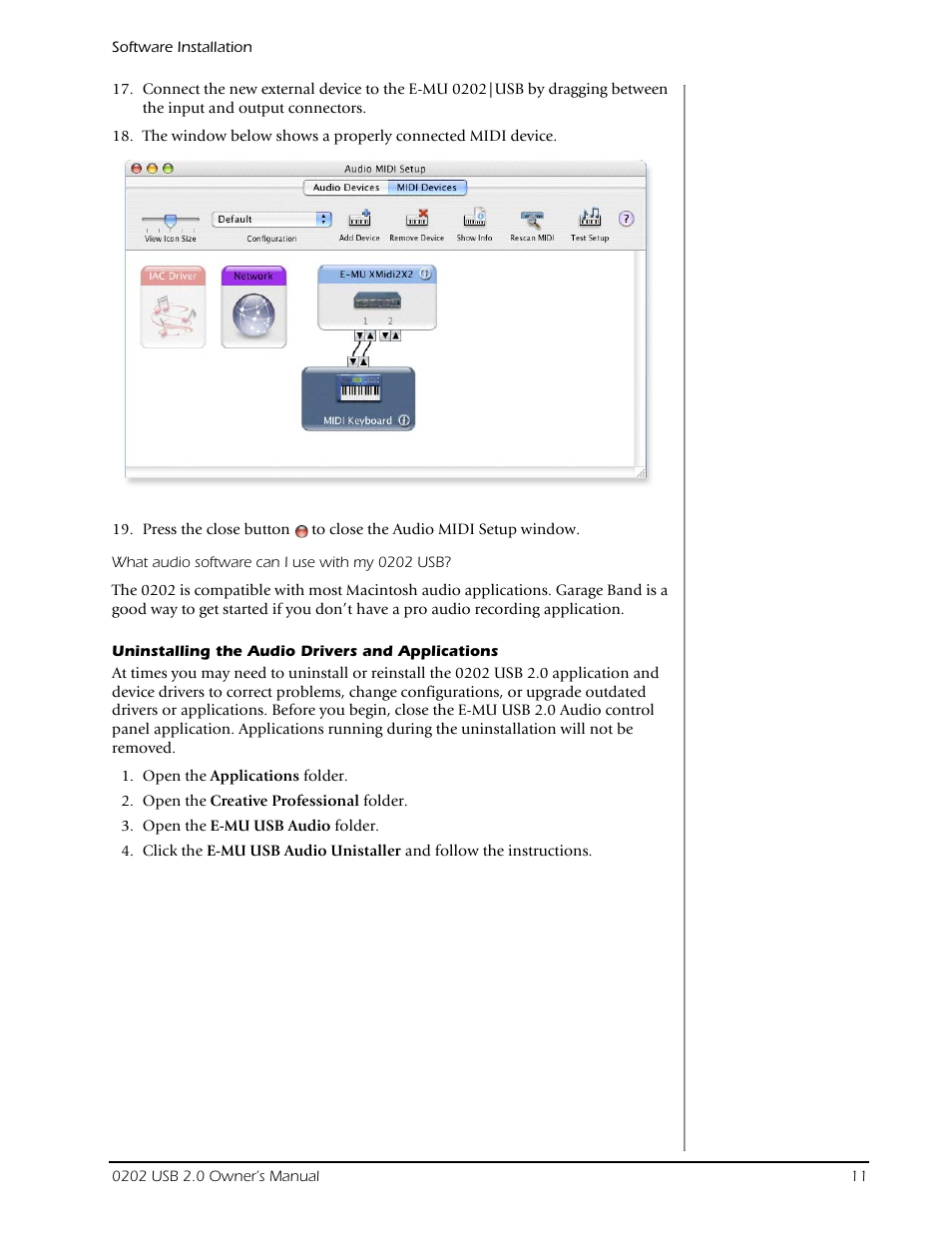 Uninstalling the audio drivers and applications | Creative Labs Creative E-MU 202 User Manual | Page 11 / 25