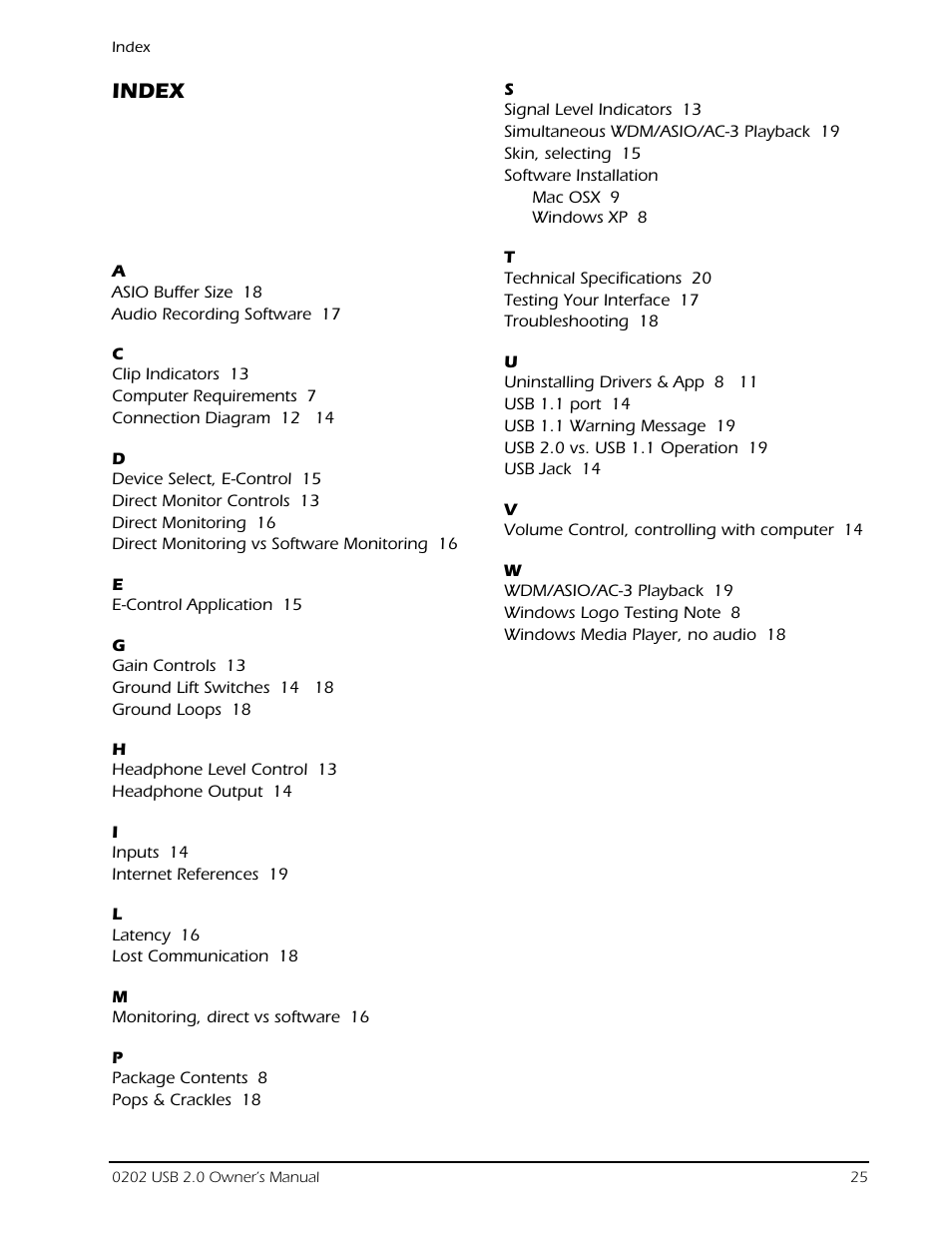 Index | Creative Labs Creative E-MU 202 User Manual | Page 25 / 25