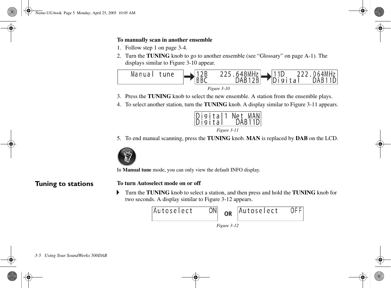 Tuning to stations | Creative Labs Creative Soundworks 500DAB User Manual | Page 12 / 28