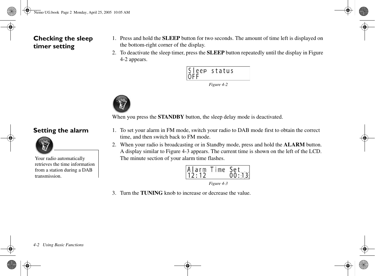 Checking the sleep timer setting, Setting the alarm | Creative Labs Creative Soundworks 500DAB User Manual | Page 18 / 28