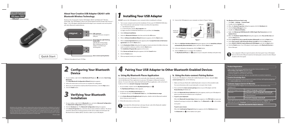 Creative Labs Creative USB Adapter CB2431 User Manual | 1 page
