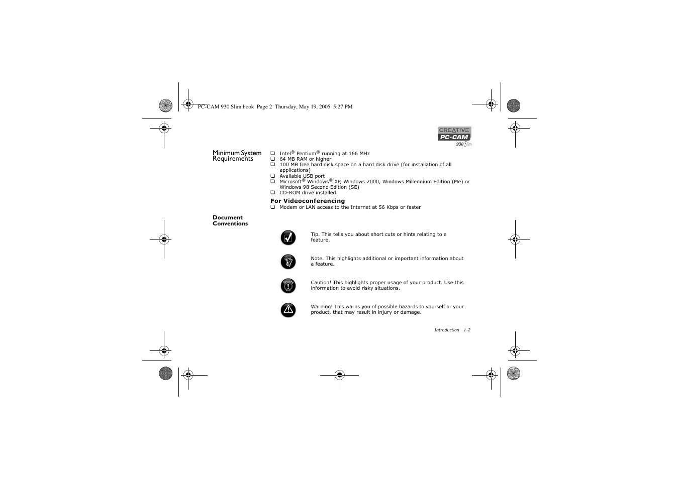 Minimum system requirements | Creative Labs Creative PC-CAM 930 Slim 02VF016000000 User Manual | Page 10 / 47