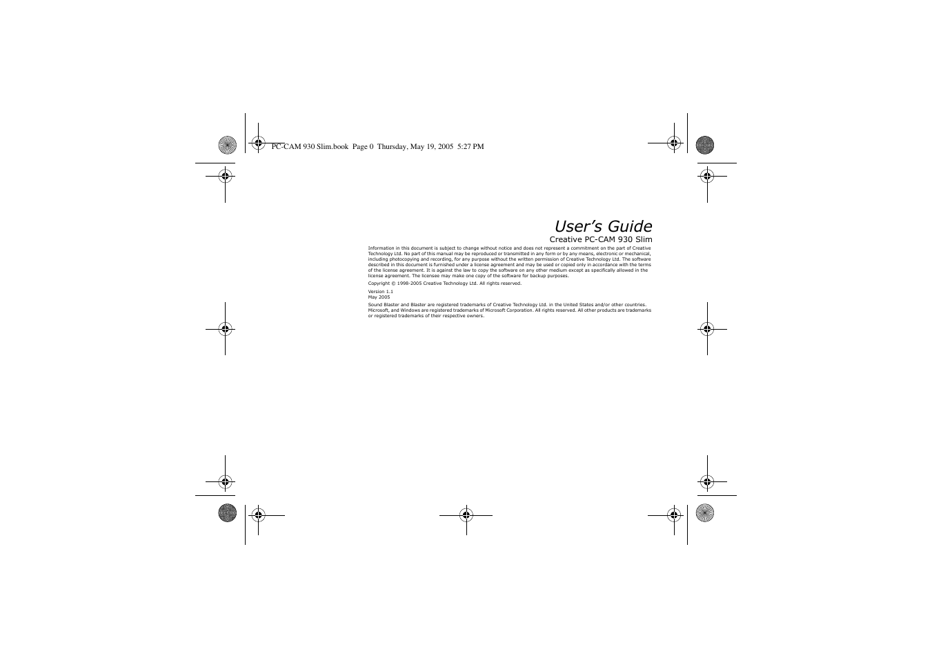 User’s guide | Creative Labs Creative PC-CAM 930 Slim 02VF016000000 User Manual | Page 2 / 47