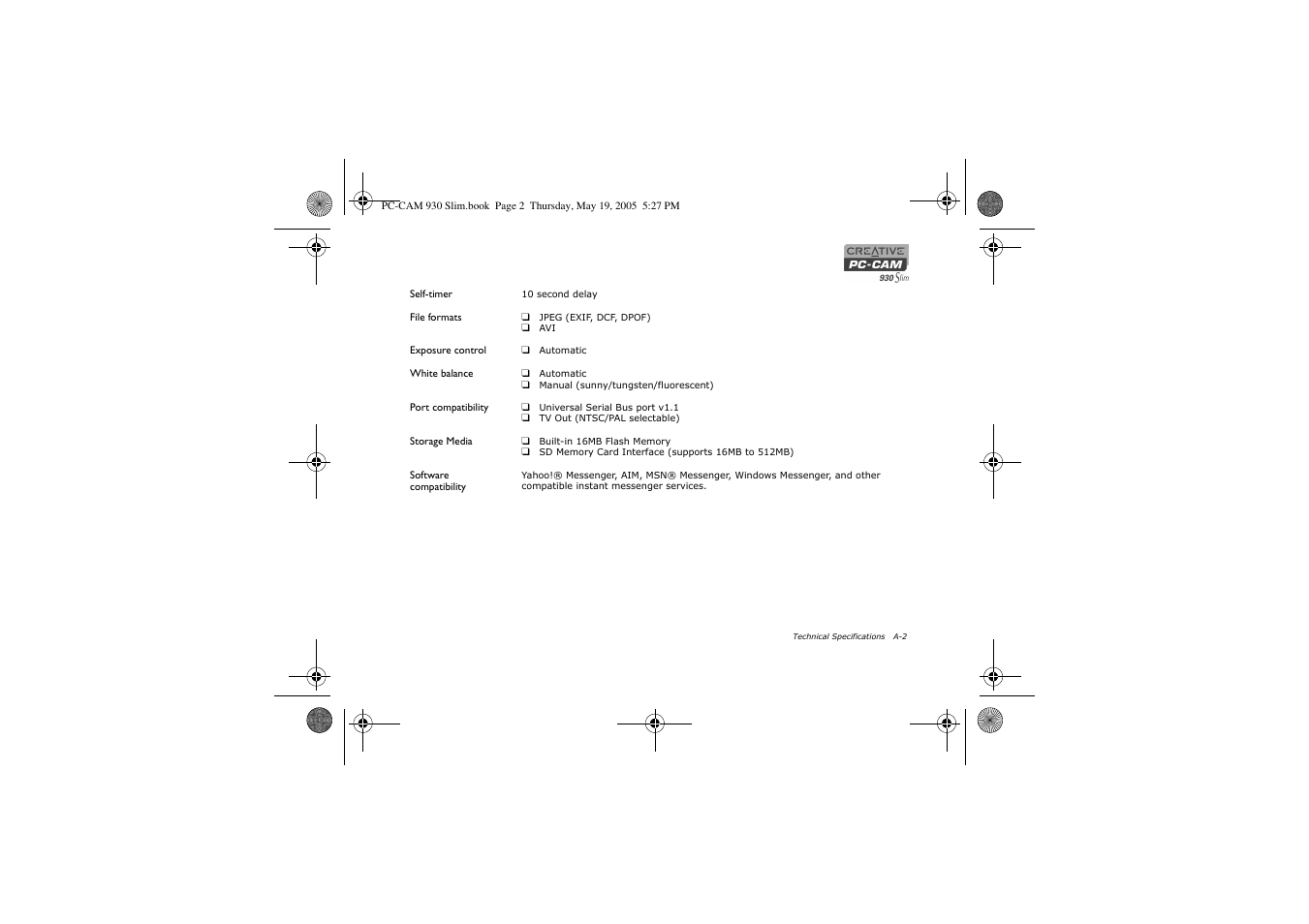 Creative Labs Creative PC-CAM 930 Slim 02VF016000000 User Manual | Page 46 / 47