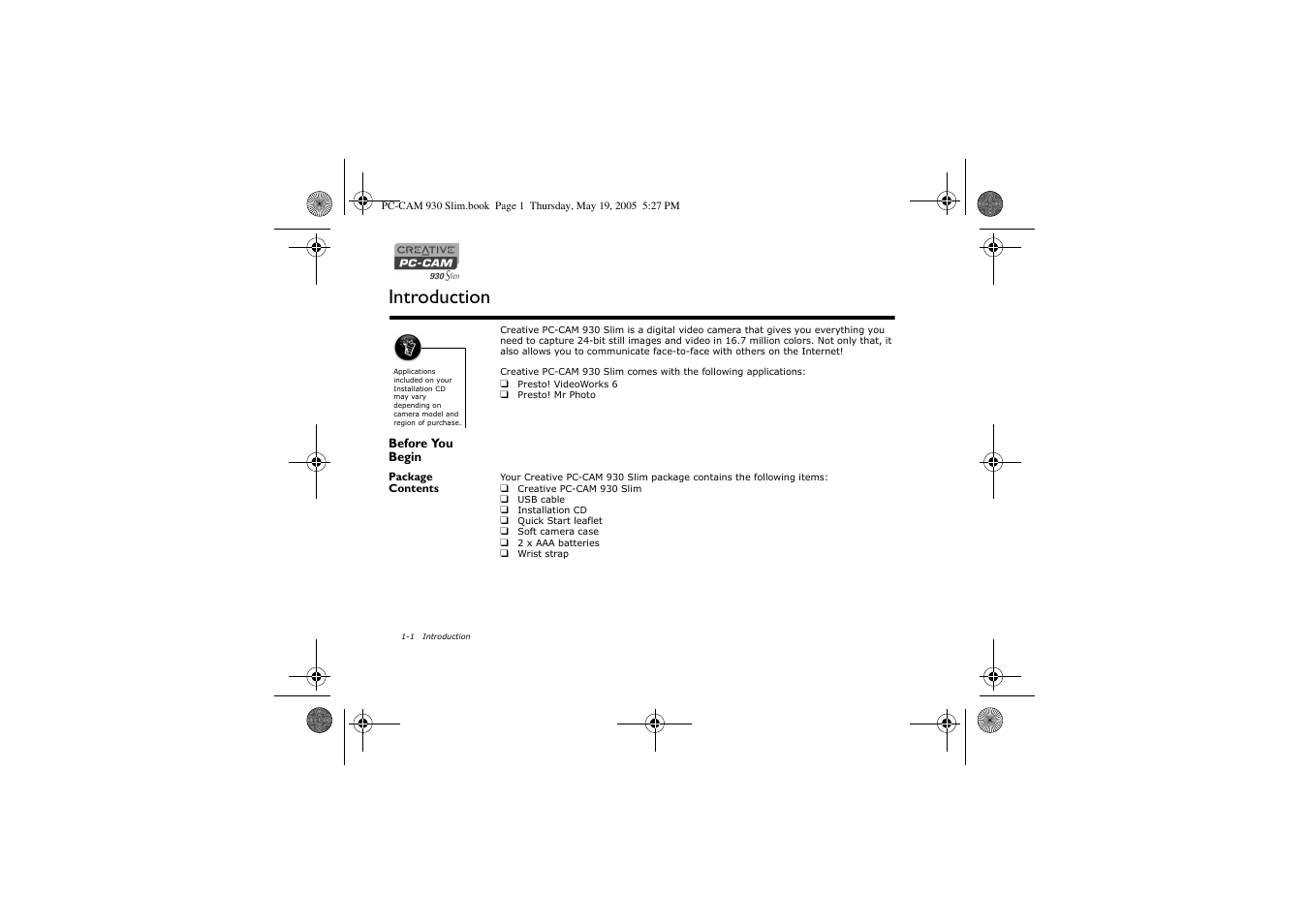 Introduction | Creative Labs Creative PC-CAM 930 Slim 02VF016000000 User Manual | Page 9 / 47