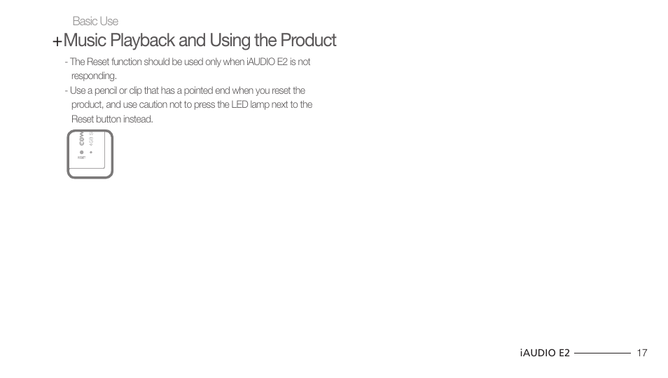 Music playback and using the product | Cowon Systems IAUDIO E2 User Manual | Page 17 / 25