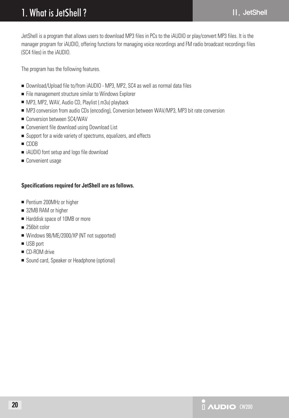 What is jetshell | Cowon Systems CW200 User Manual | Page 20 / 44
