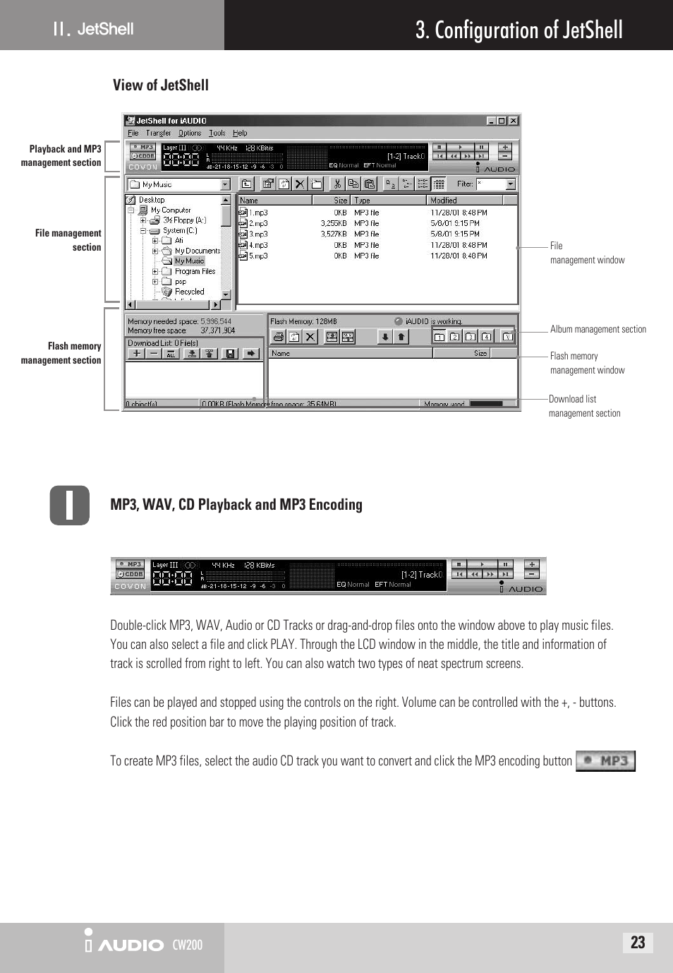 Configuration of jetshell | Cowon Systems CW200 User Manual | Page 23 / 44