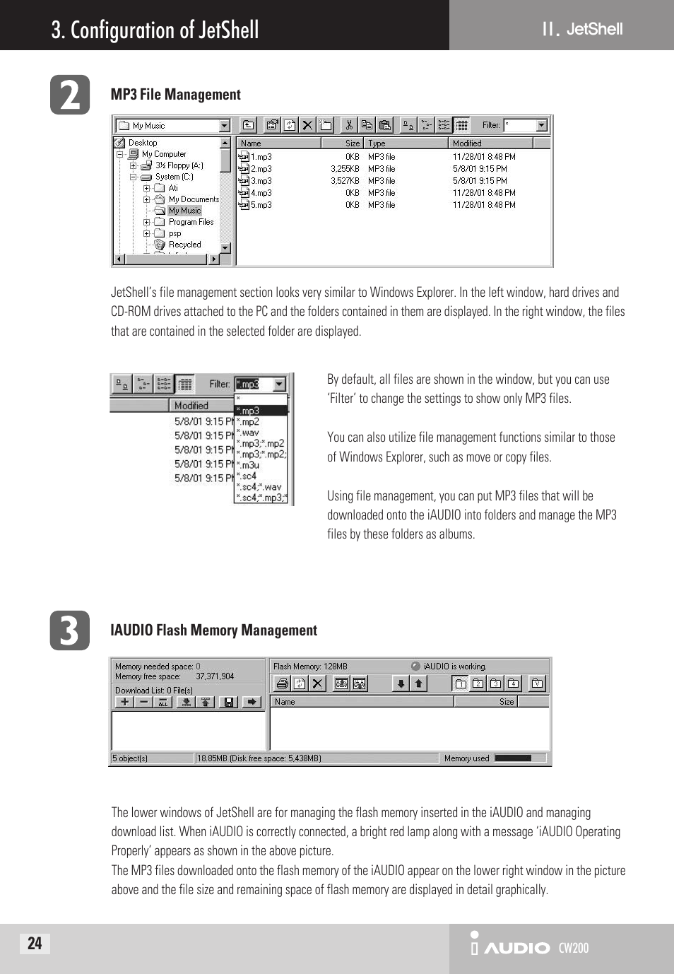 Configuration of jetshell | Cowon Systems CW200 User Manual | Page 24 / 44