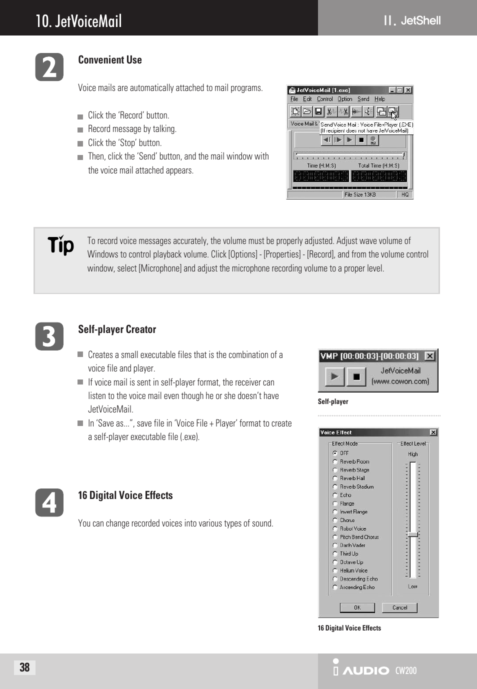 Jetvoicemail | Cowon Systems CW200 User Manual | Page 38 / 44