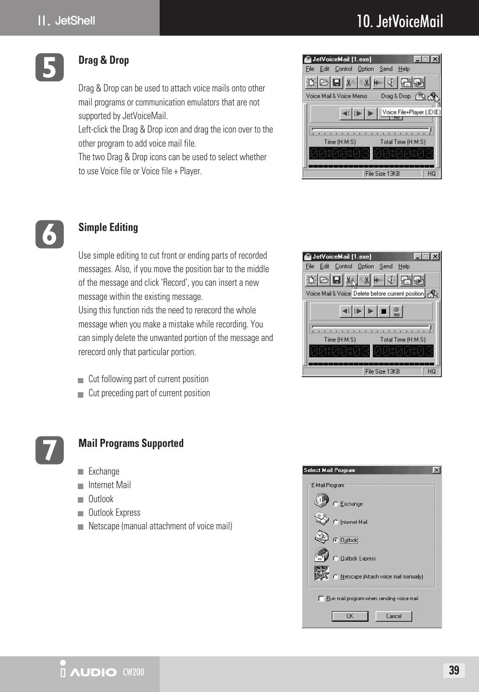 Jetvoicemail | Cowon Systems CW200 User Manual | Page 39 / 44