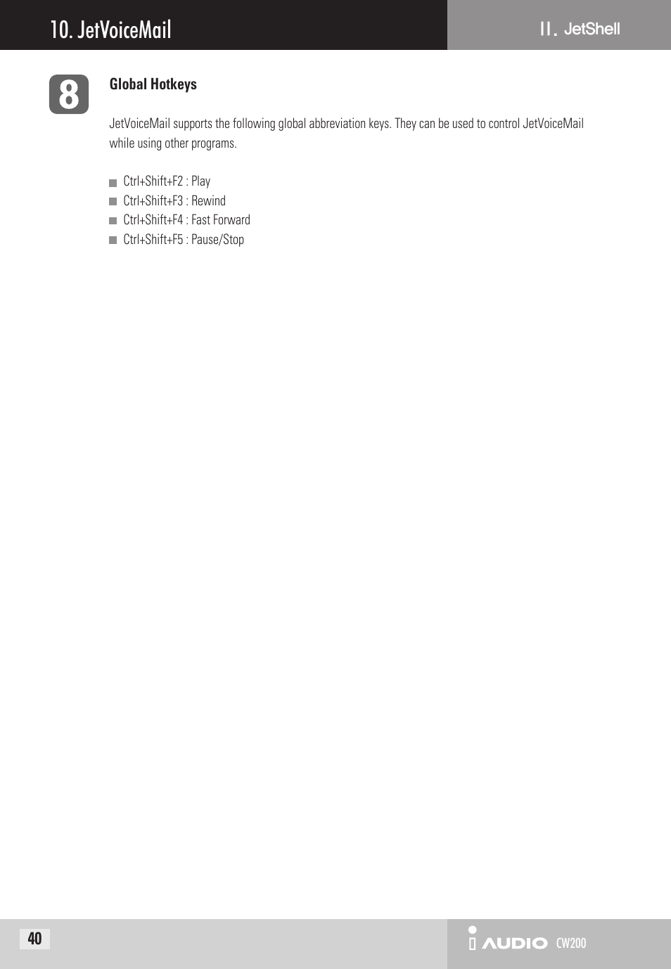 Jetvoicemail | Cowon Systems CW200 User Manual | Page 40 / 44
