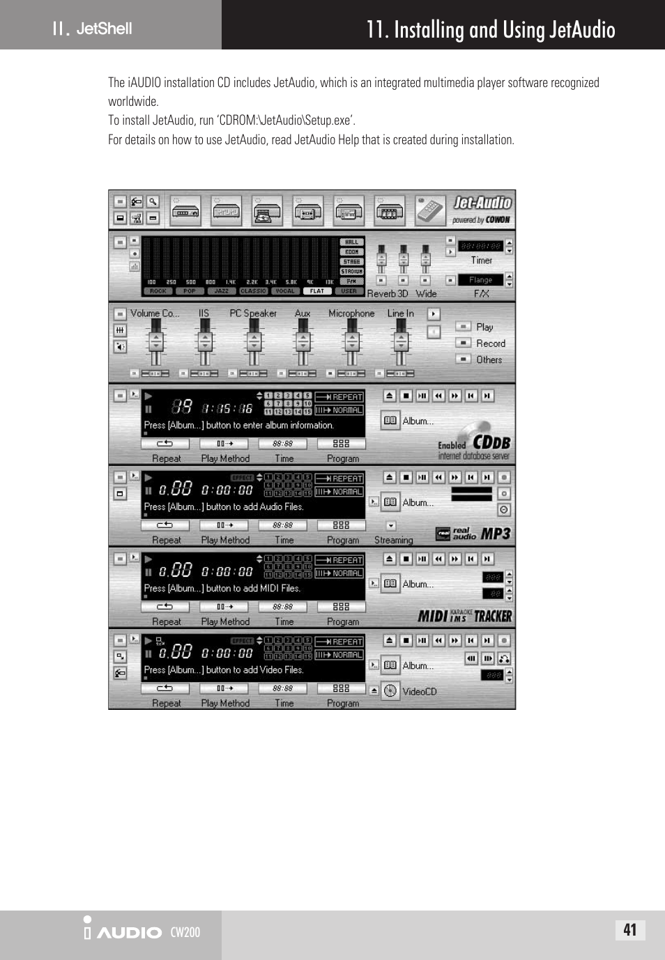 Installing and using jetaudio | Cowon Systems CW200 User Manual | Page 41 / 44
