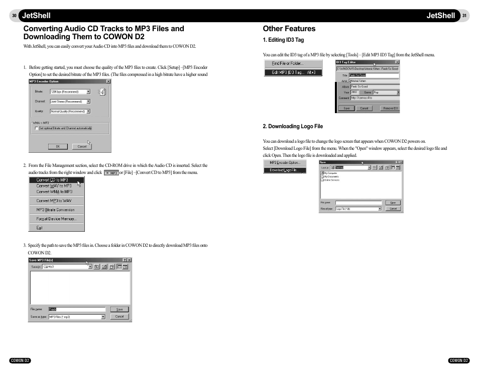 Jetshell, Other features | Cowon Systems D2 User Manual | Page 16 / 17