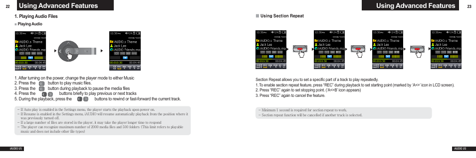 Using advanced features | Cowon Systems U5 User Manual | Page 12 / 21