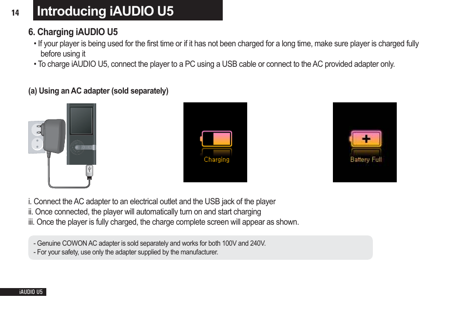 Introducing iaudio u5 | Cowon Systems iAUDIO U5 User Manual | Page 14 / 40