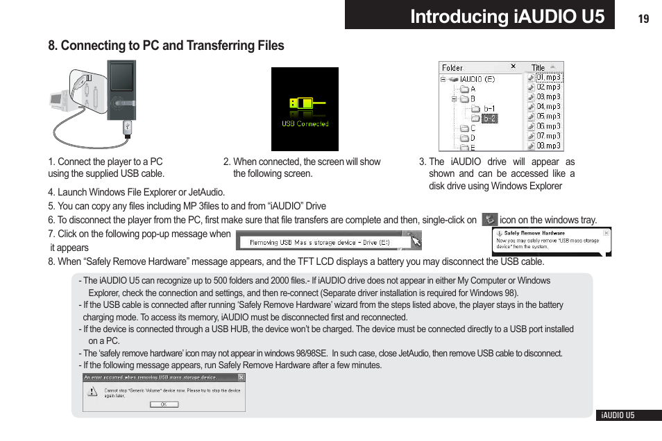 Introducing iaudio u5 | Cowon Systems iAUDIO U5 User Manual | Page 19 / 40
