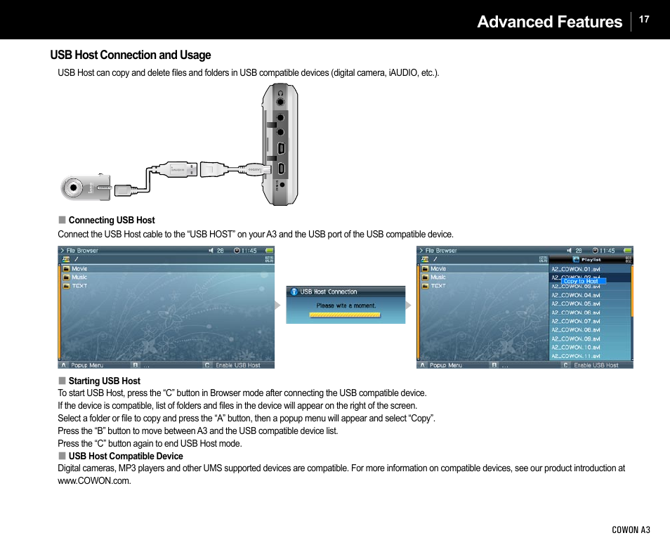 Advanced features | Cowon Systems A3 User Manual | Page 17 / 40