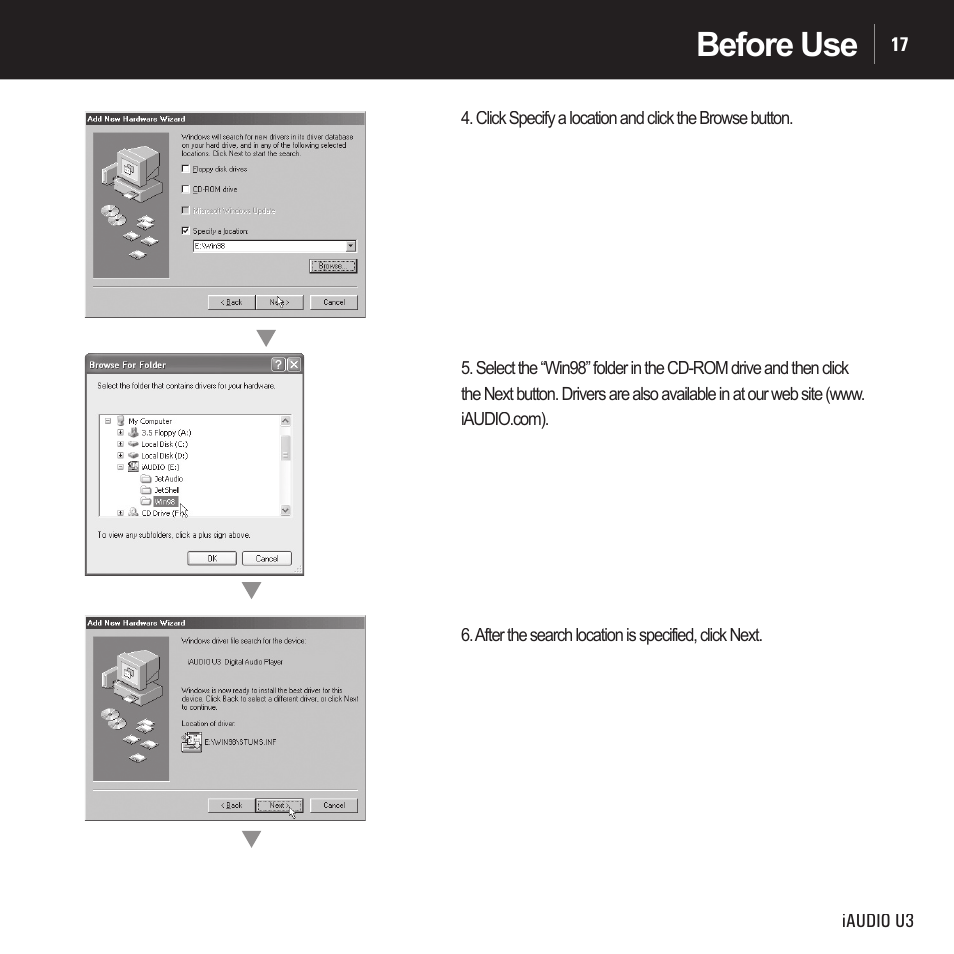 Before use | Cowon Systems IAUDIO U3 User Manual | Page 17 / 68