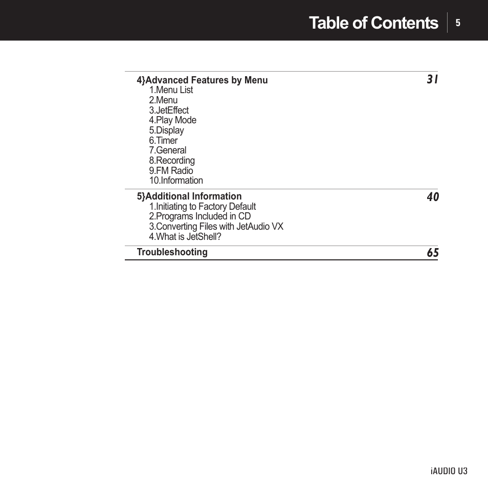 Cowon Systems IAUDIO U3 User Manual | Page 5 / 68