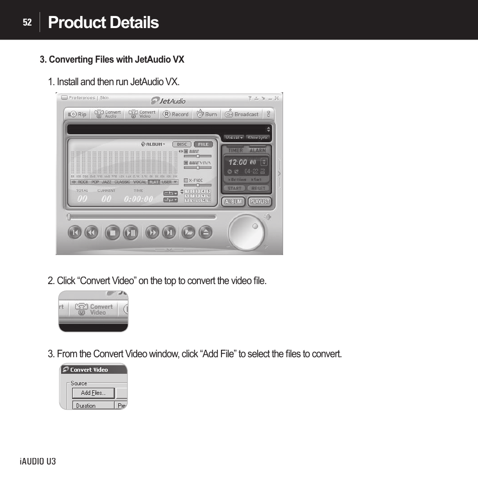Product details | Cowon Systems IAUDIO U3 User Manual | Page 52 / 68