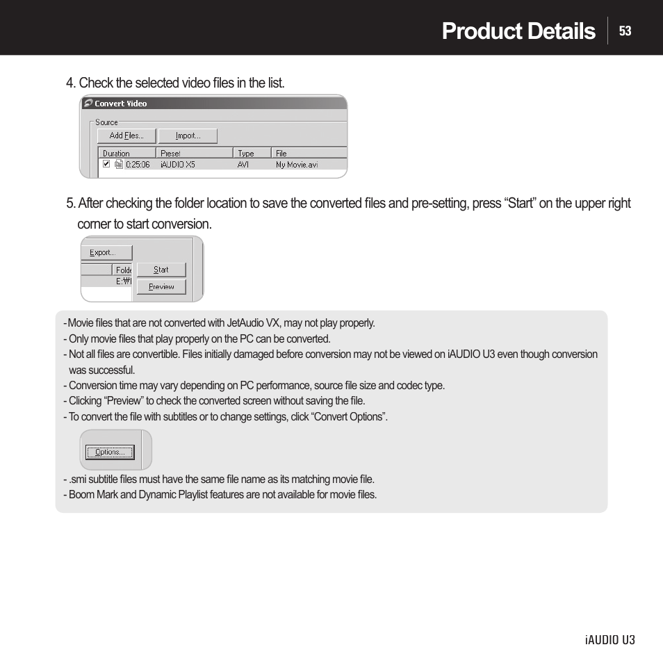 Product details | Cowon Systems IAUDIO U3 User Manual | Page 53 / 68