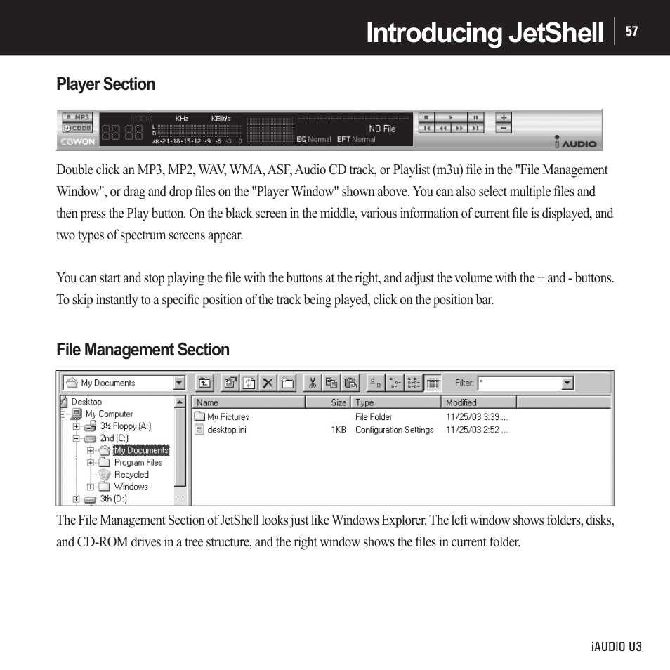 Introducing jetshell | Cowon Systems IAUDIO U3 User Manual | Page 57 / 68