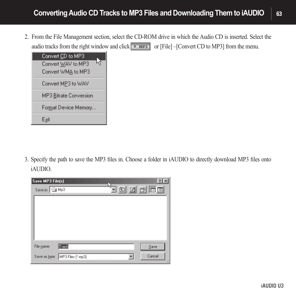 Cowon Systems IAUDIO U3 User Manual | Page 63 / 68