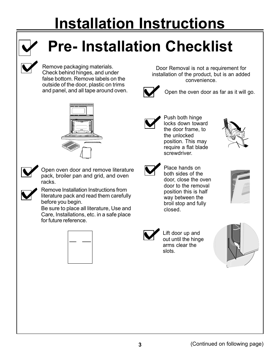 Installation instructions, Pre- installation checklist | Cowon Systems JKP85 User Manual | Page 3 / 12