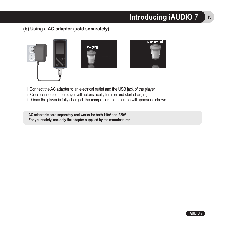 Introducing iaudio 7 | Cowon Systems 7 User Manual | Page 15 / 48