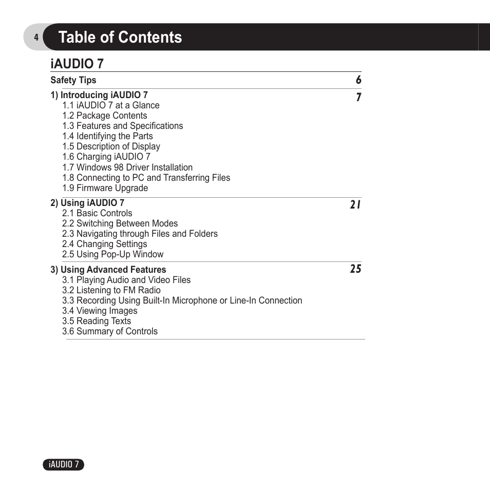 Cowon Systems 7 User Manual | Page 4 / 48