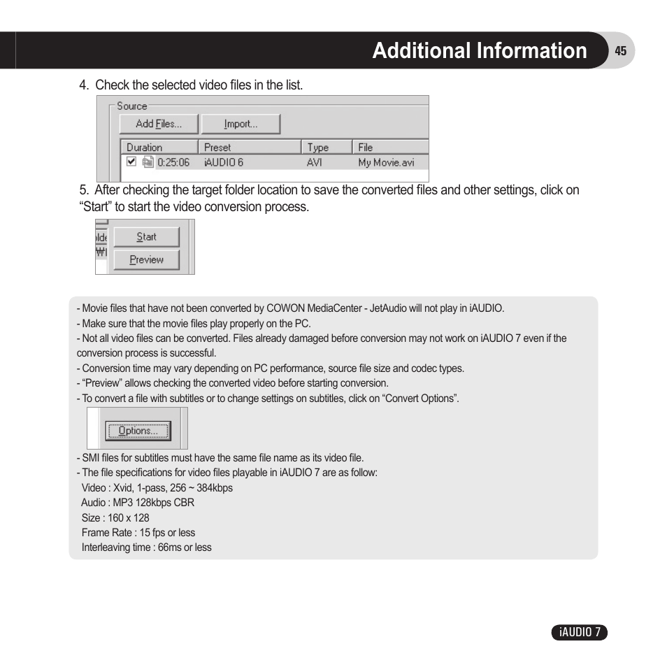 Additional information | Cowon Systems 7 User Manual | Page 45 / 48