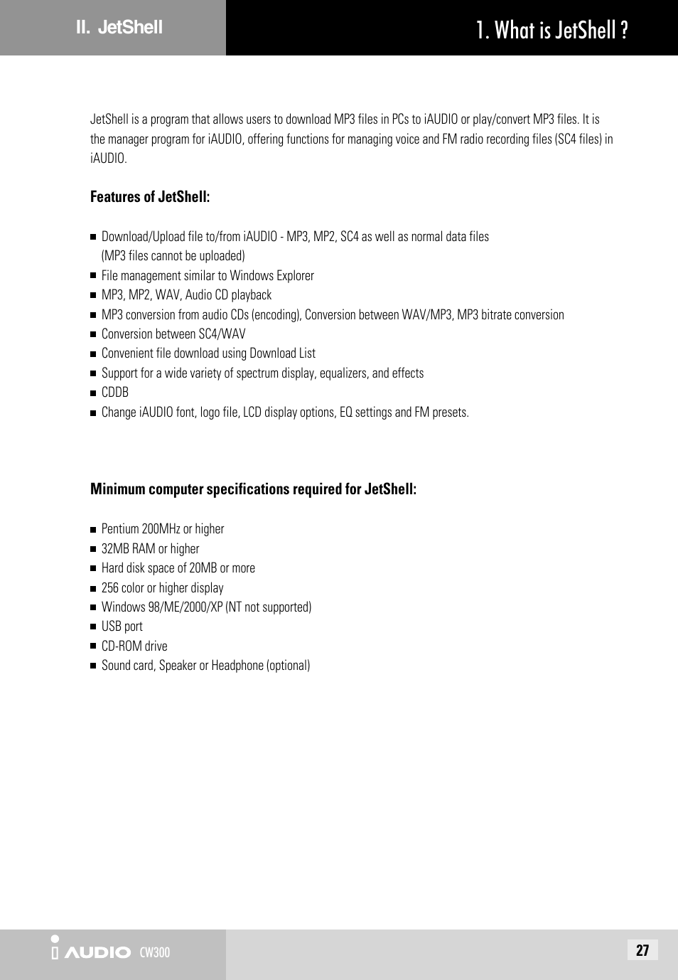 What is jetshell | Cowon Systems CW300 User Manual | Page 27 / 56