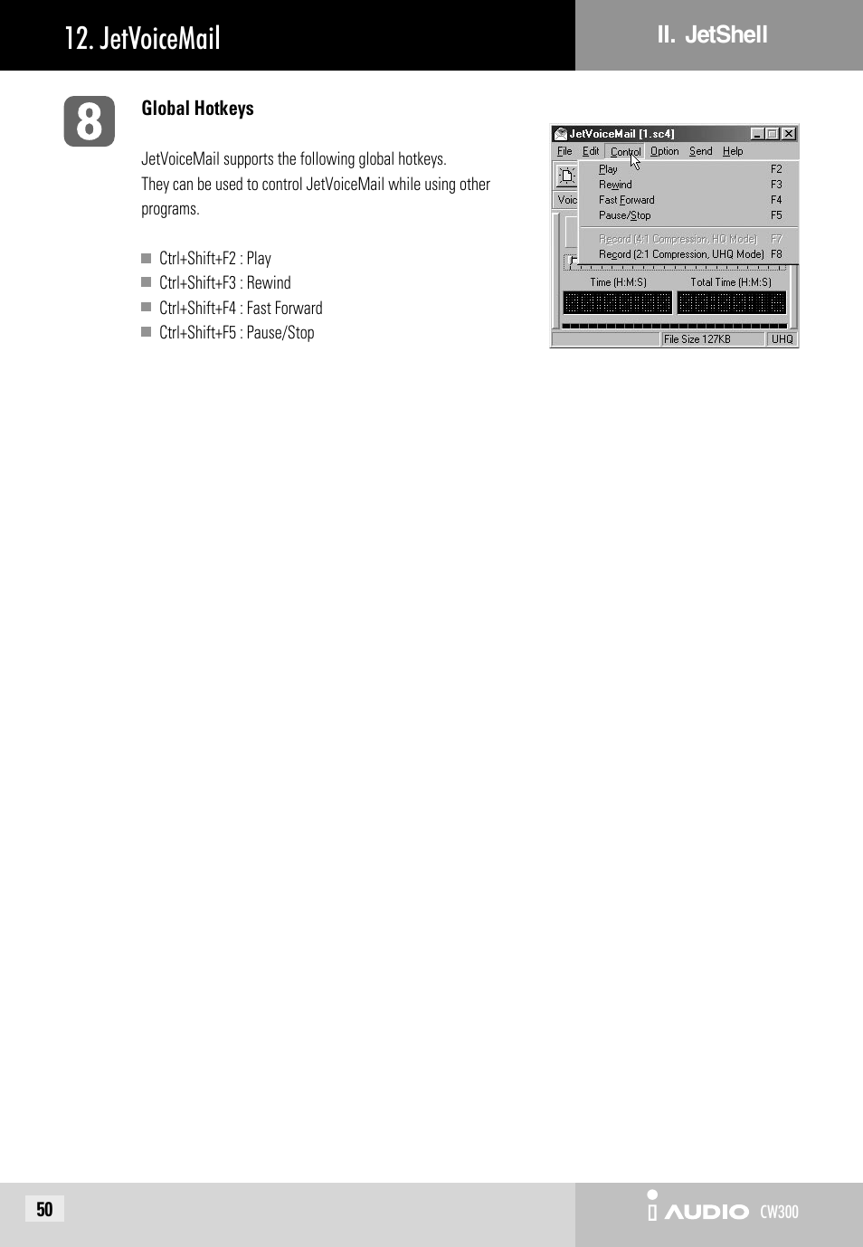Jetvoicemail | Cowon Systems CW300 User Manual | Page 50 / 56
