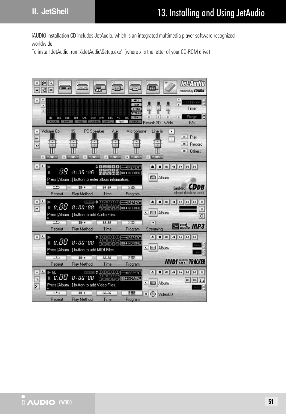 Installing and using jetaudio | Cowon Systems CW300 User Manual | Page 51 / 56