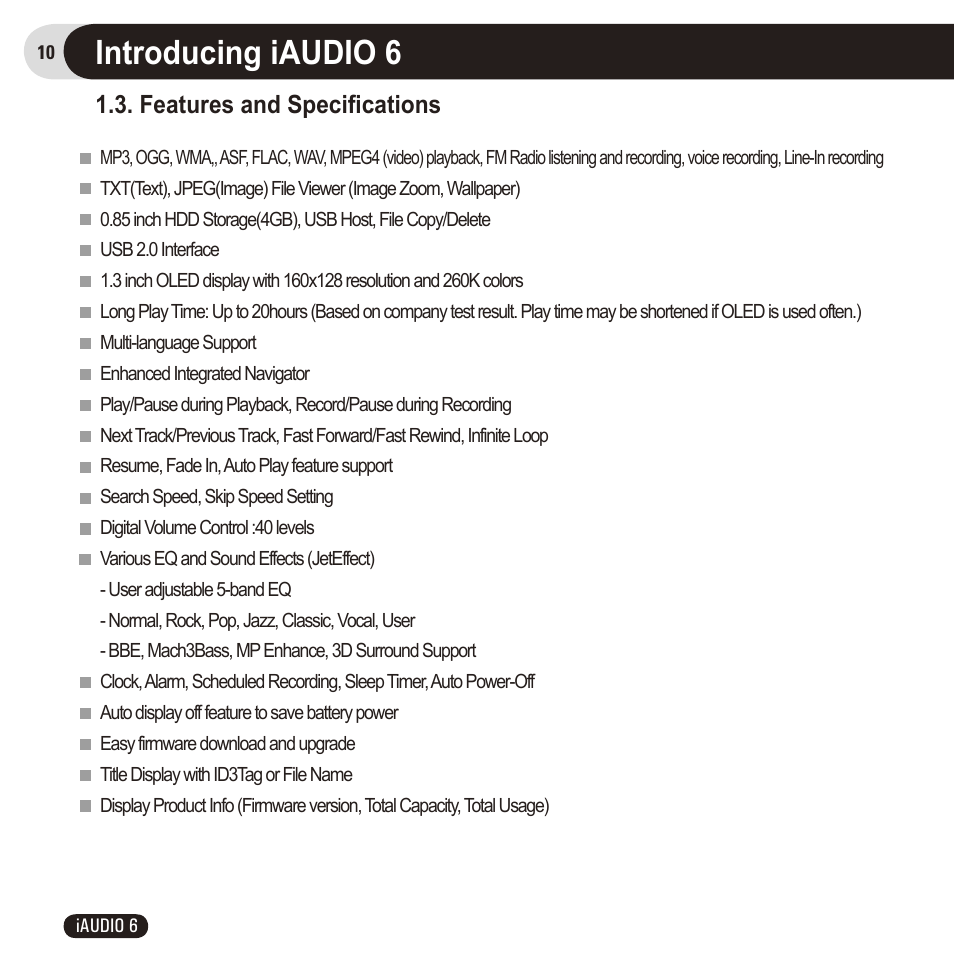 Introducing iaudio 6 | Cowon Systems 6 User Manual | Page 10 / 62