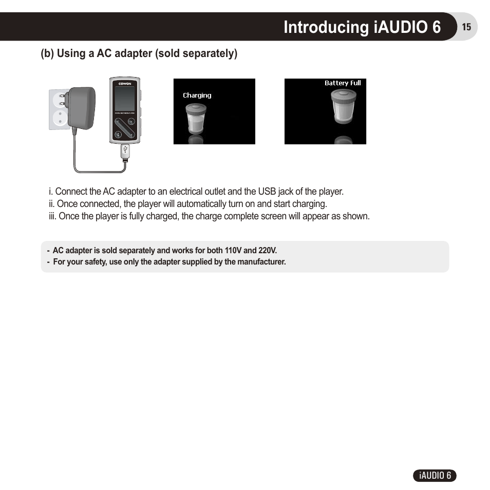 Introducing iaudio 6 | Cowon Systems 6 User Manual | Page 15 / 62