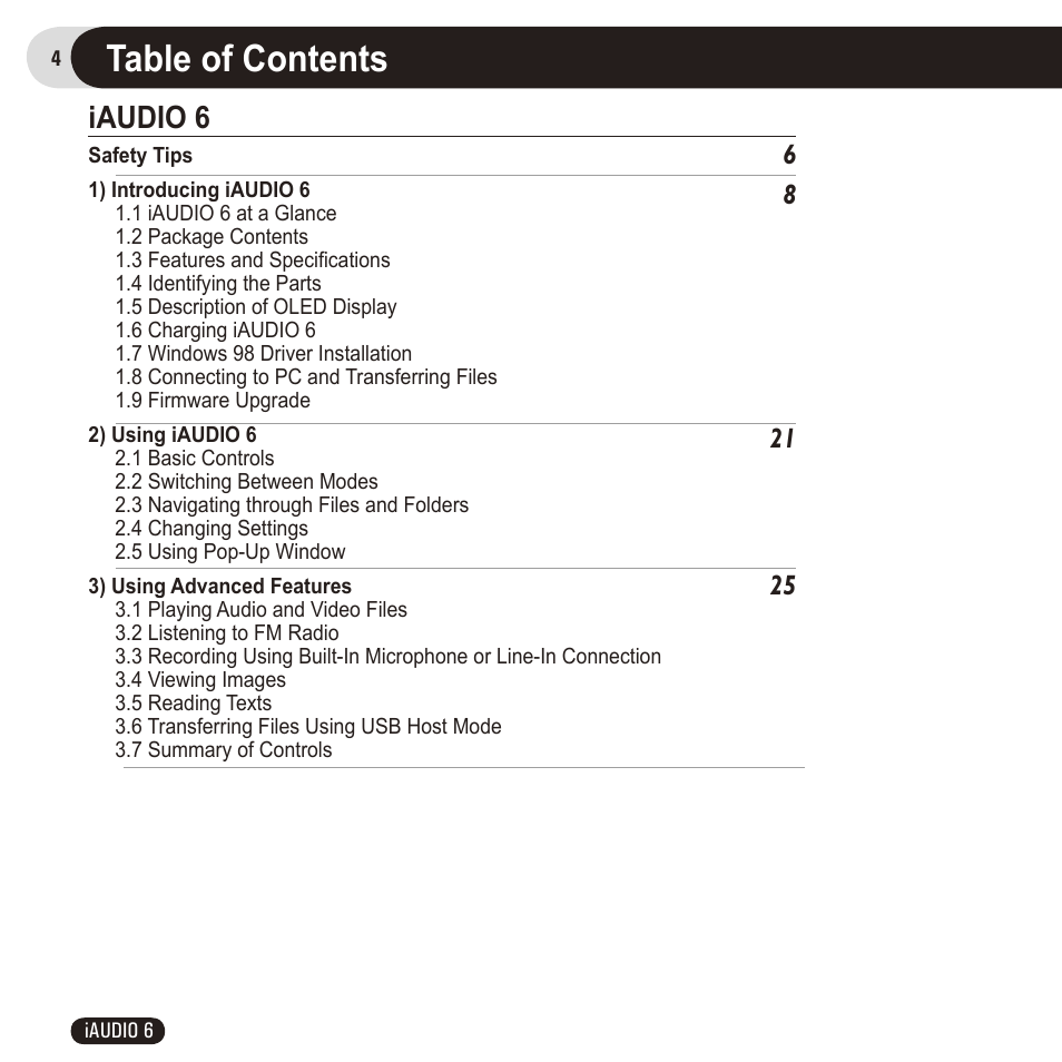 Cowon Systems 6 User Manual | Page 4 / 62