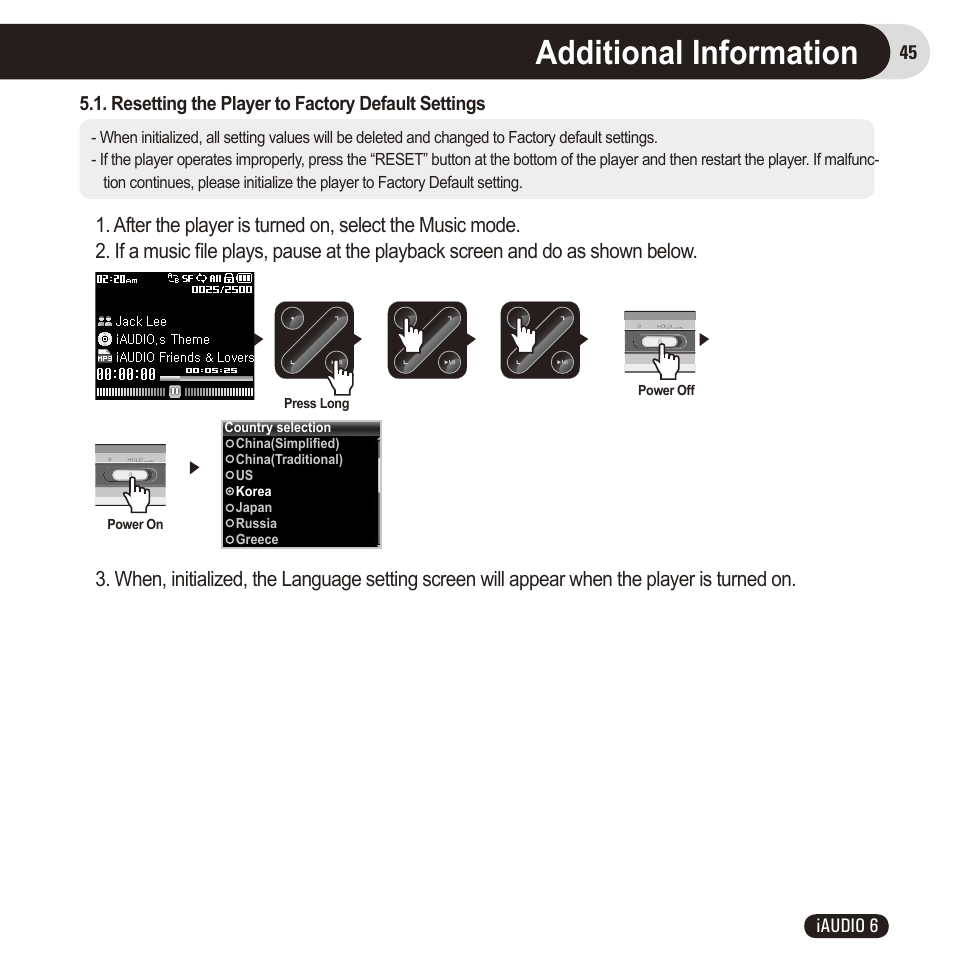 Additional information | Cowon Systems 6 User Manual | Page 45 / 62