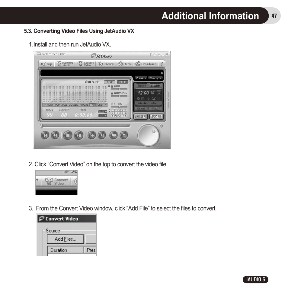 Additional information | Cowon Systems 6 User Manual | Page 47 / 62