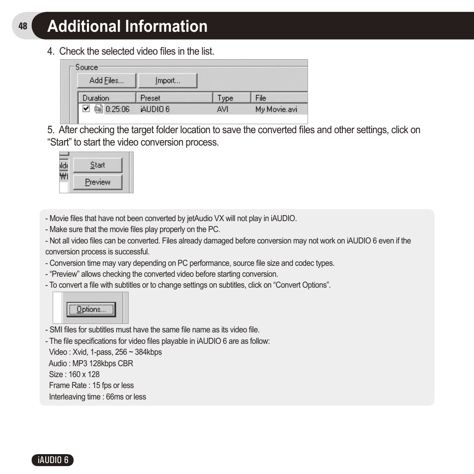 Additional information | Cowon Systems 6 User Manual | Page 48 / 62