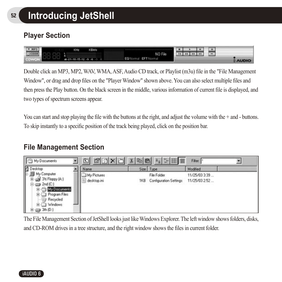 Introducing jetshell | Cowon Systems 6 User Manual | Page 52 / 62